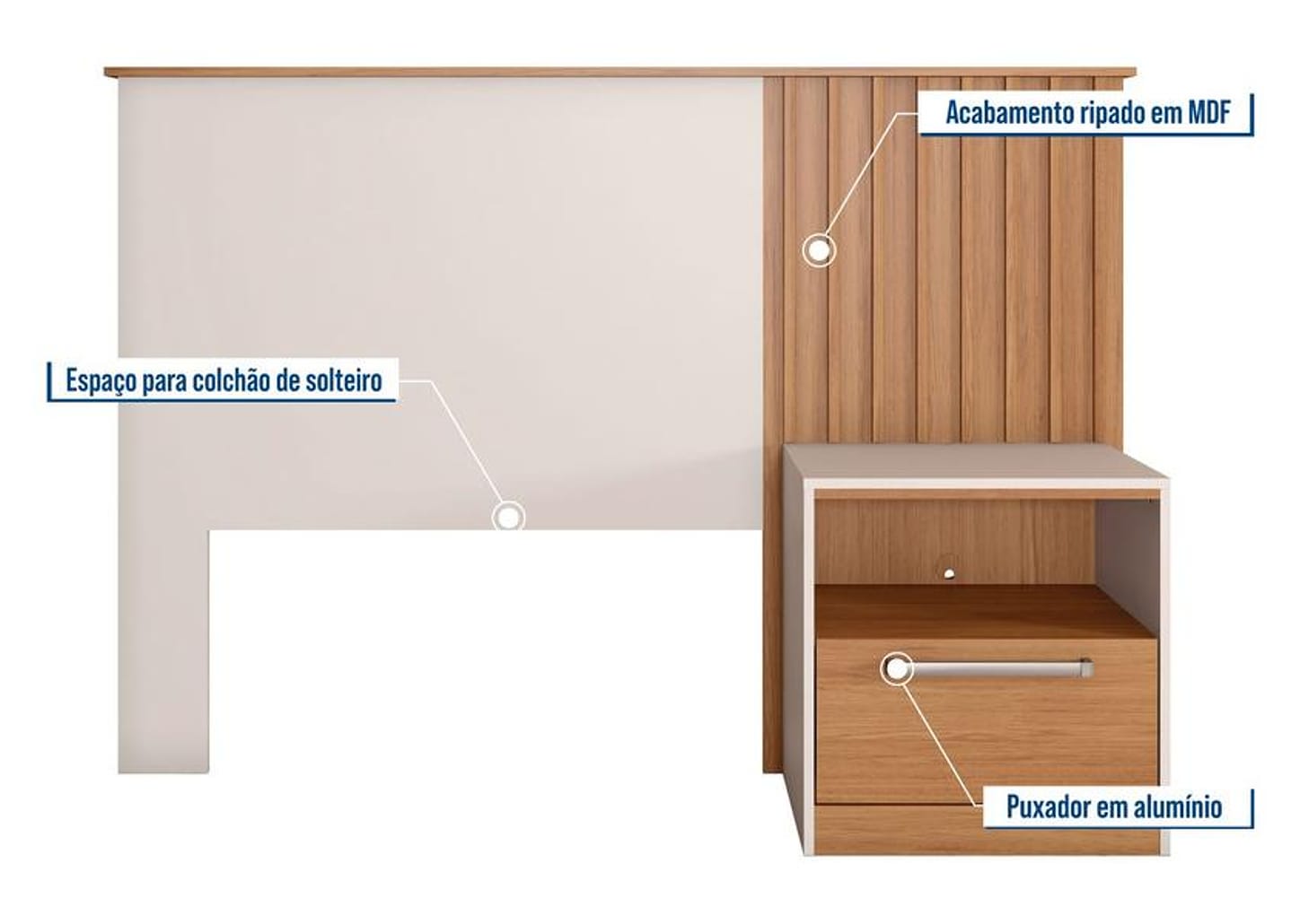 Cabeceira Solteiro Caemmun Lucila Freijo e Off White