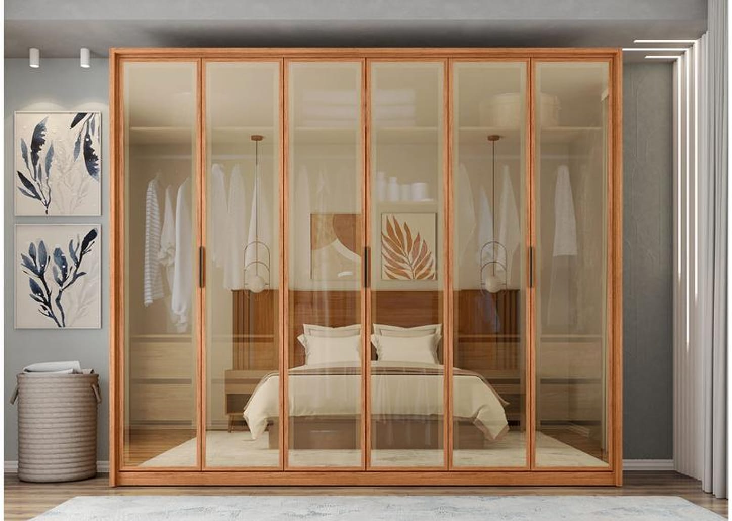 Guarda-roupa Casal 6 Gavetas 6 Portas Caemmun Reflex