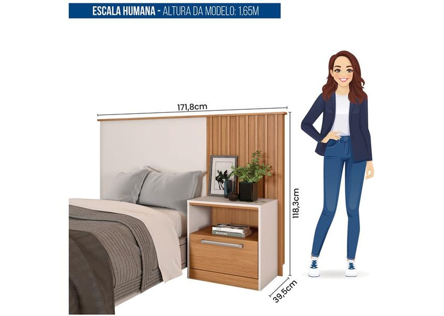 Cabeceira Solteiro Caemmun Lucila Freijo e Off White