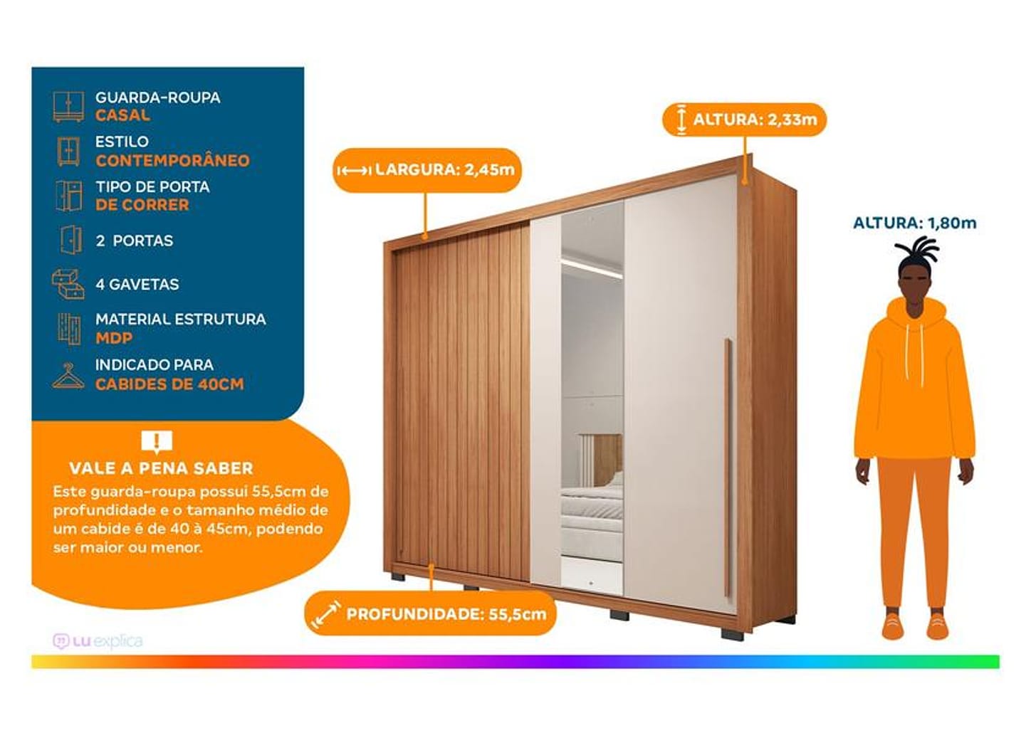 Guarda-roupa Casal 4 Gavetas 2 Portas Caemmun Romanus