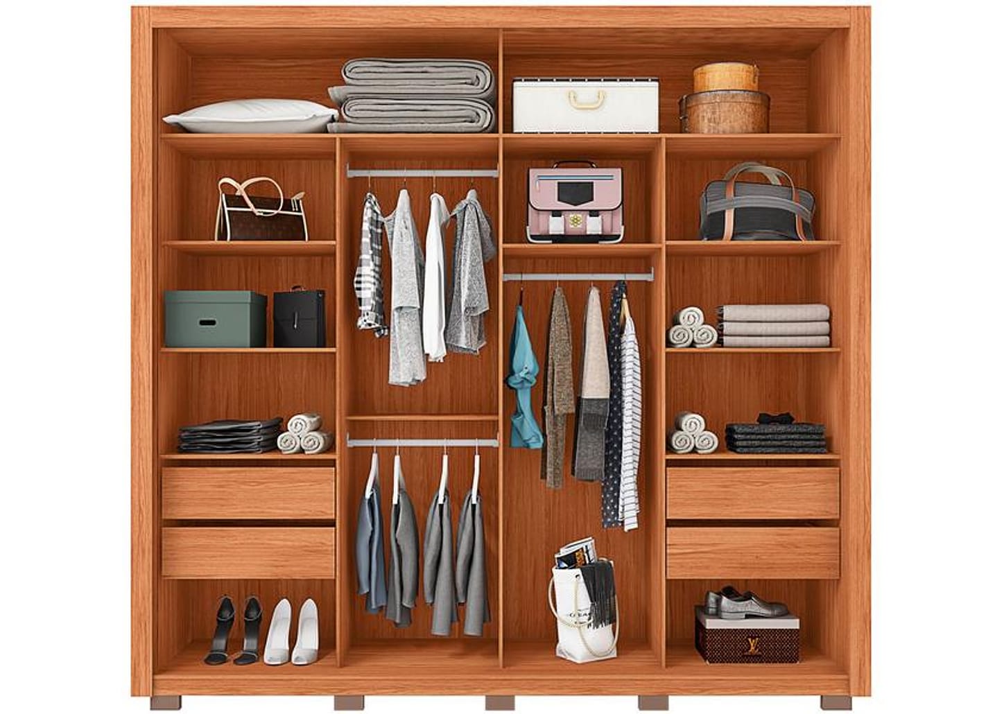 Guarda-roupa Casal 4 Gavetas 2 Portas Caemmun Romanus