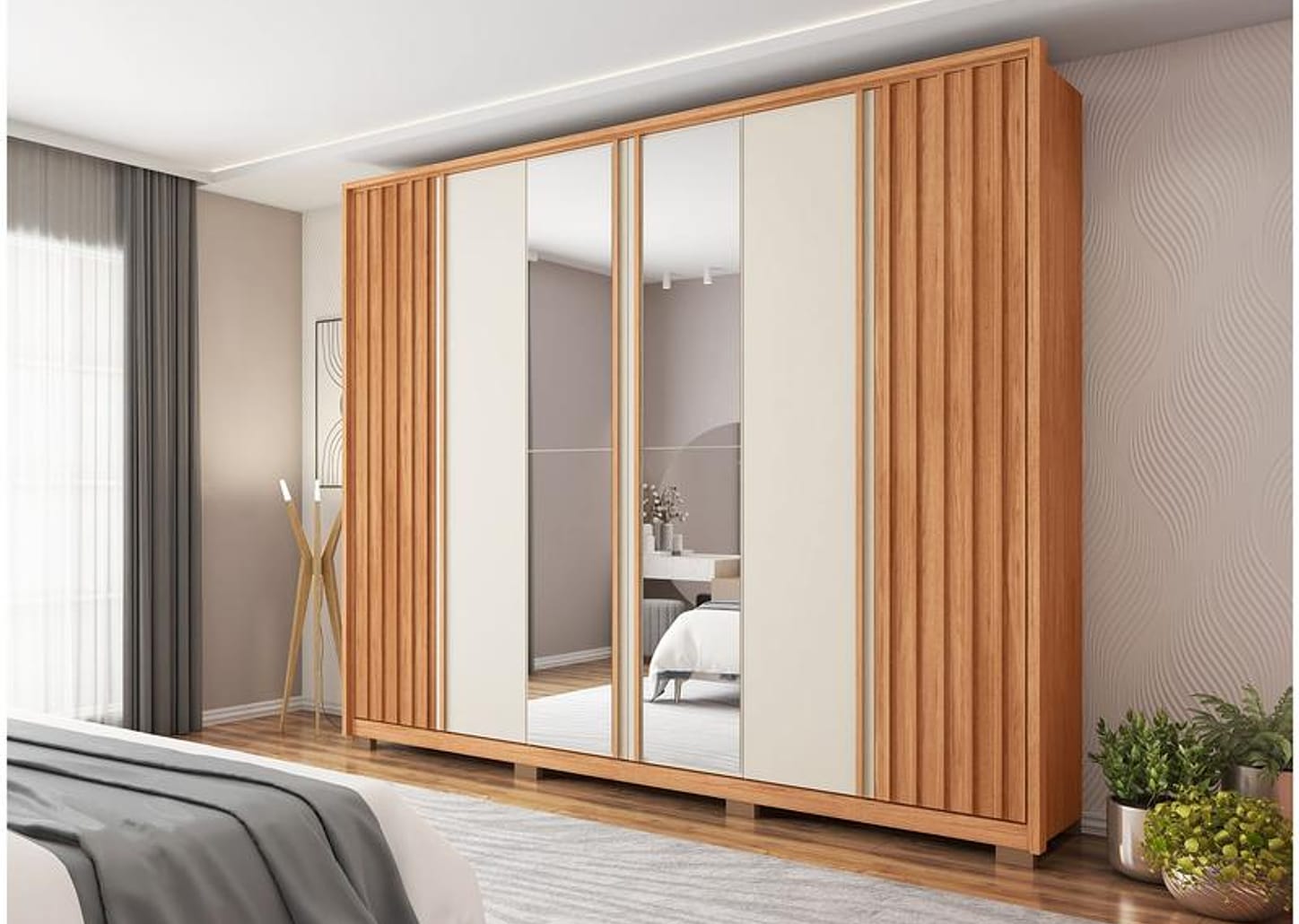 Guarda-roupa Casal 4 Gavetas 6 Portas Caemmun - APOLLO