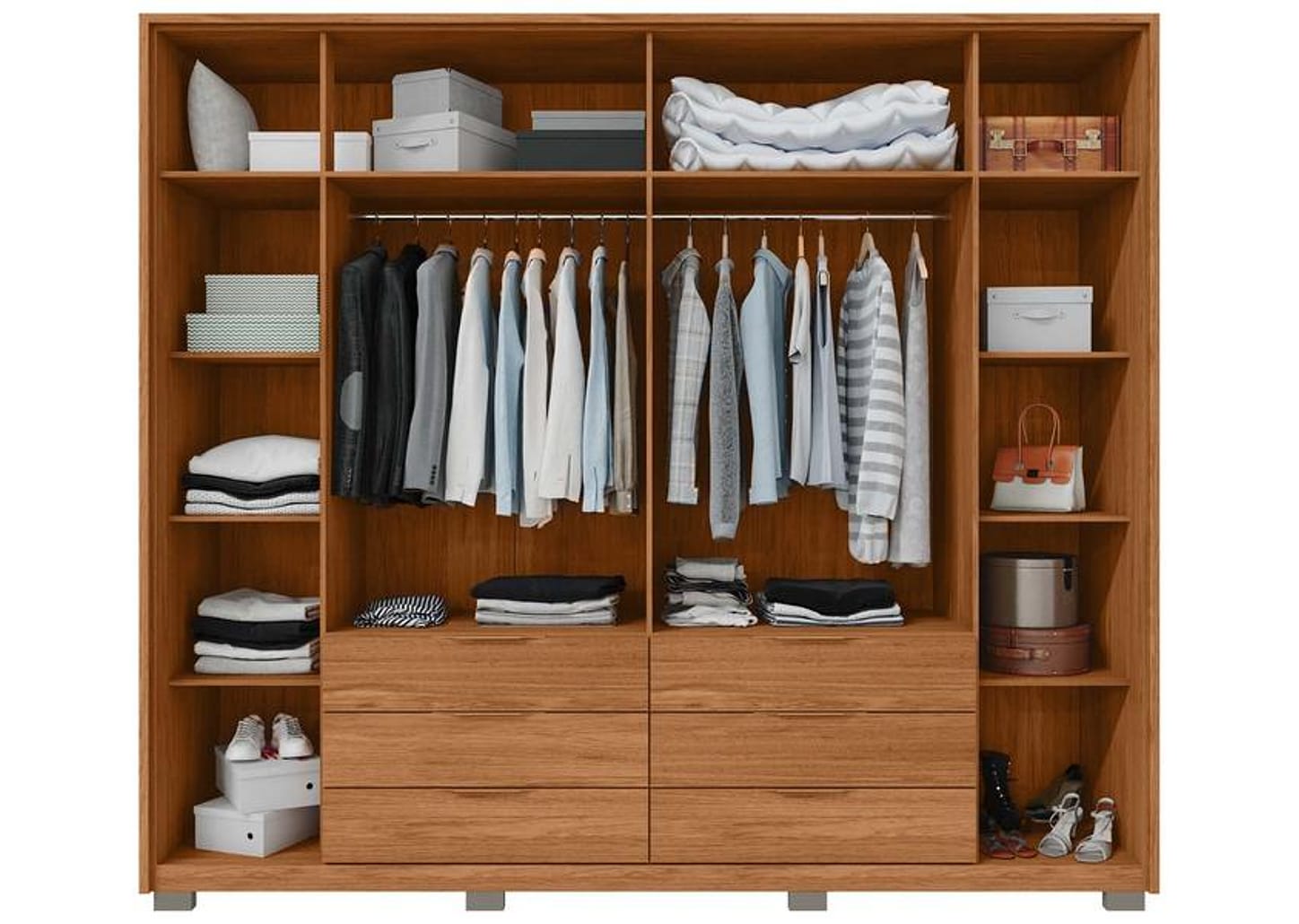 Guarda-roupa Casal com Espelho 6 Gavetas 6 Portas Caemmun Maximus