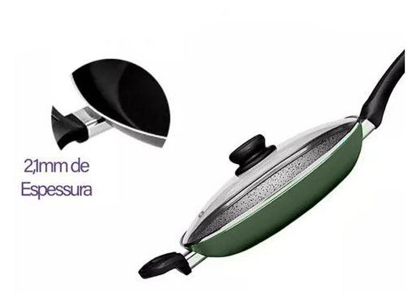 Frigideira Antiaderente Panelux com Tampa de Alumínio Maximum Stone Verde 32cm