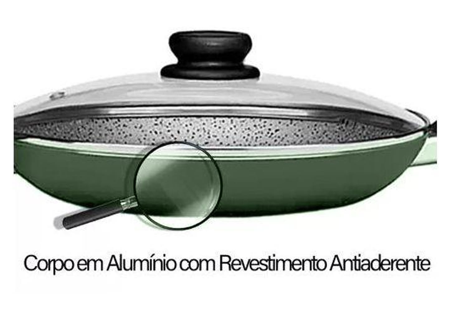 Frigideira Antiaderente Panelux com Tampa de Alumínio Maximum Stone Verde 32cm