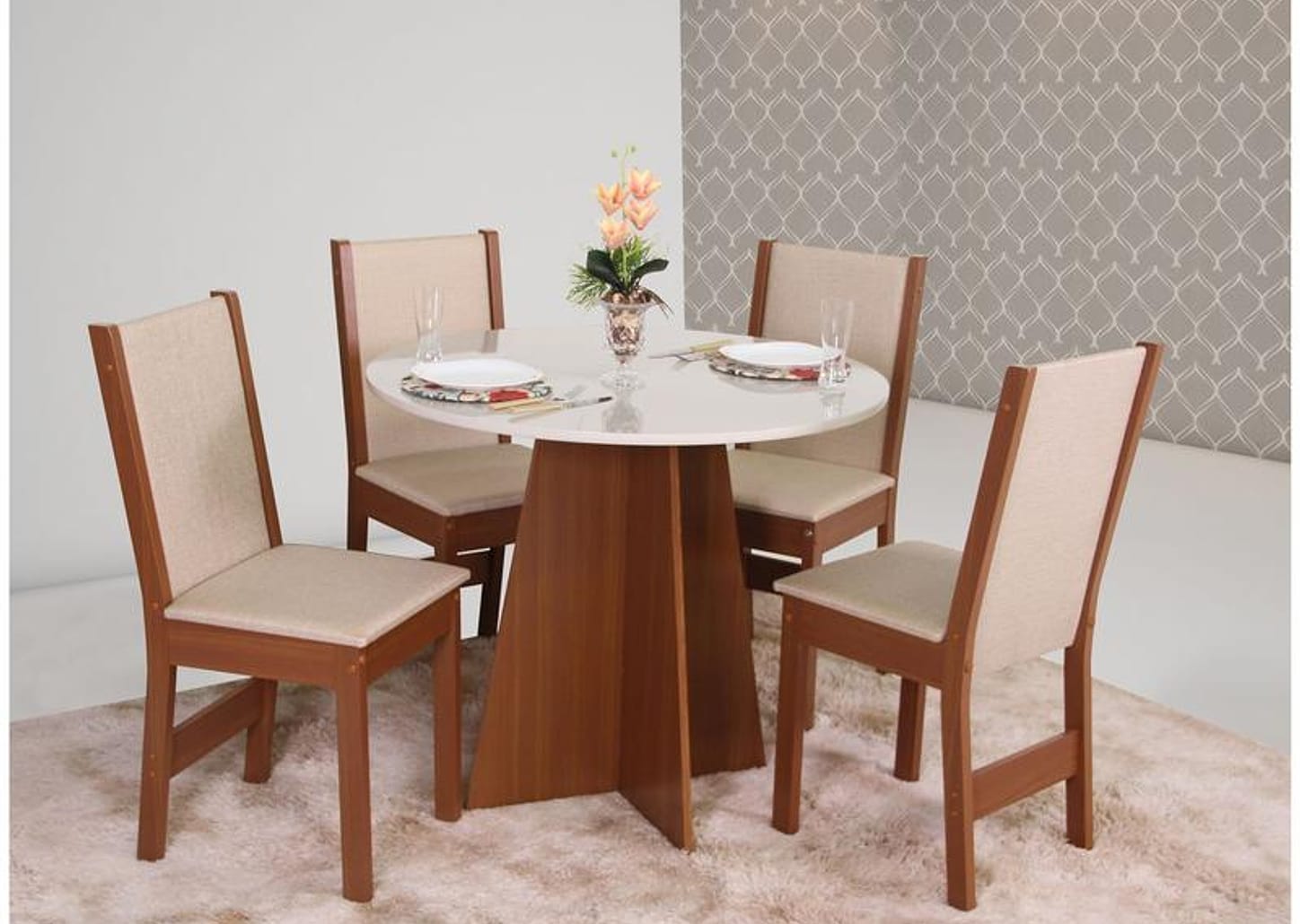 Mesa de Cozinha 4 Cadeiras Redondo Elane Móveis São Carlos