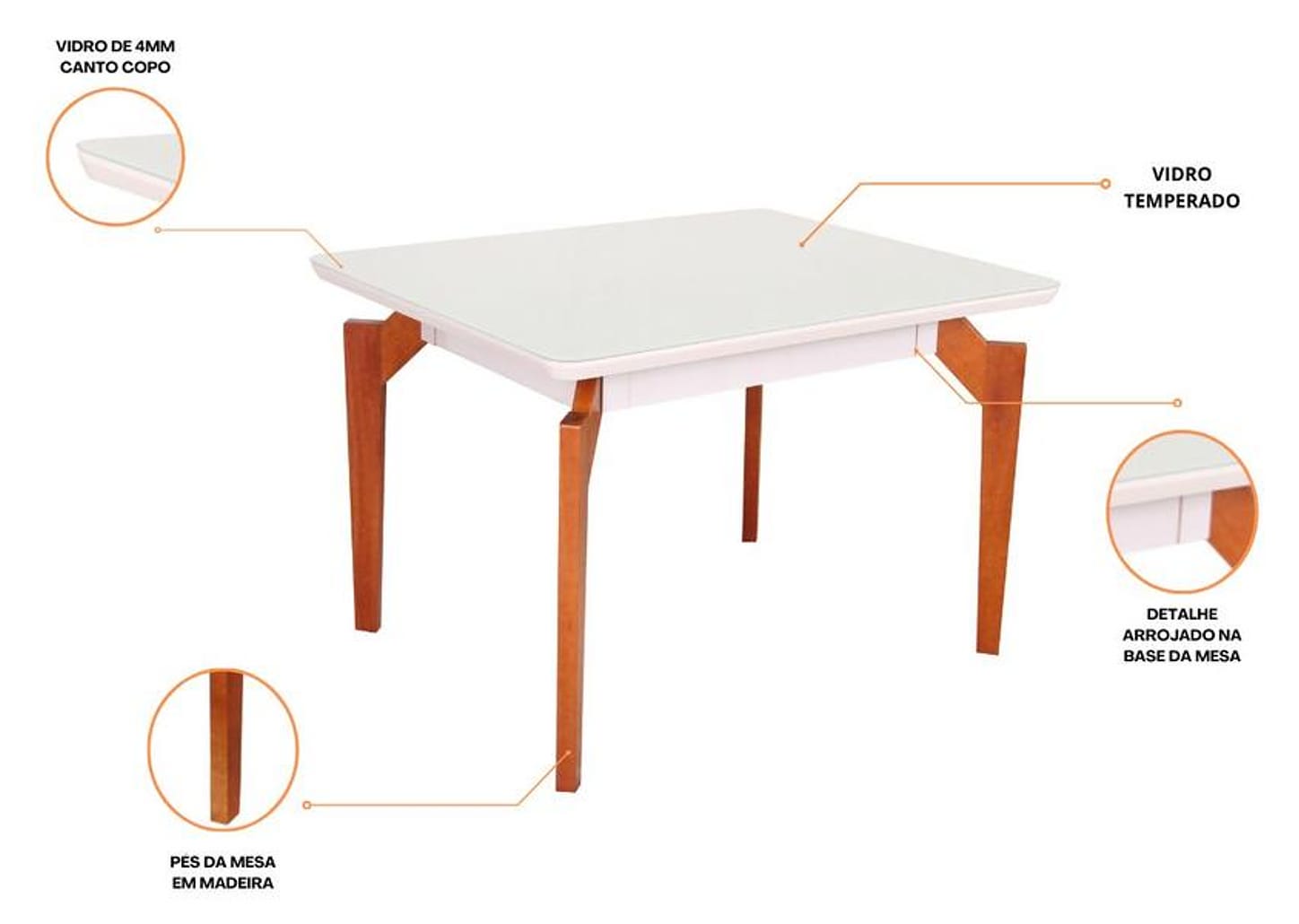 Mesa de Cozinha 4 Cadeiras Retangular Abeille Móveis São Carlos