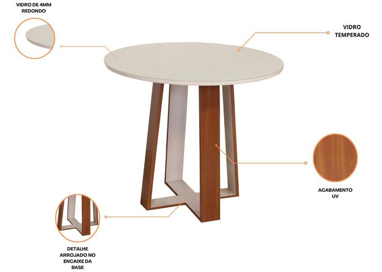 Mesa de Cozinha 4 Cadeiras Redondo Laís Móveis São Carlos