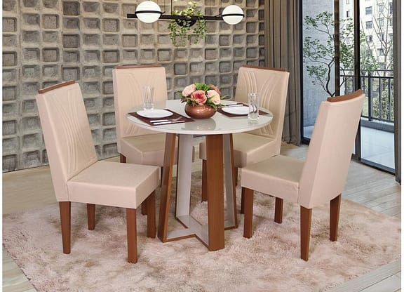 Mesa de Cozinha 4 Cadeiras Redondo Laís Móveis São Carlos