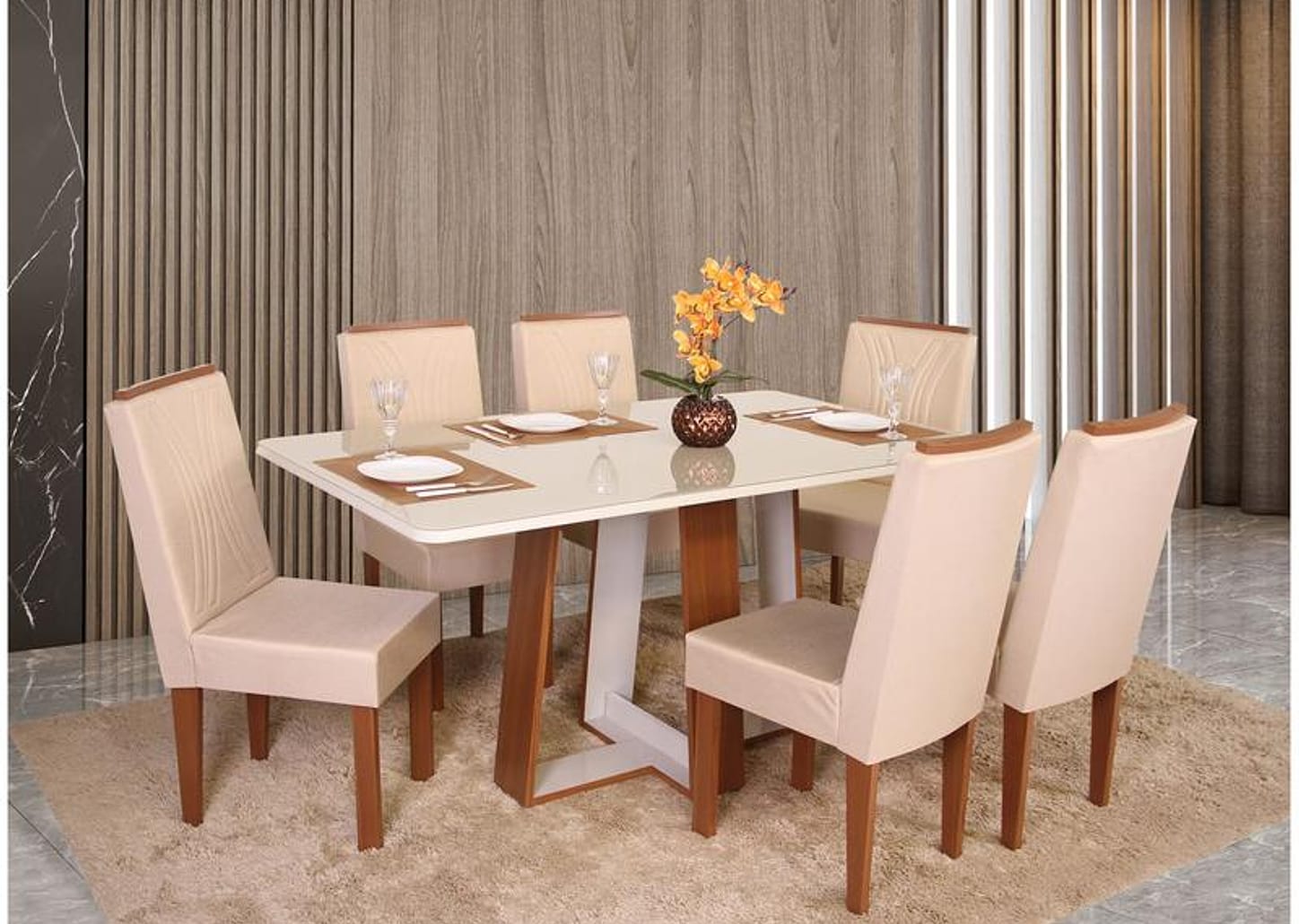 Mesa de Cozinha 6 Cadeiras Retangular Laís Móveis São Carlos