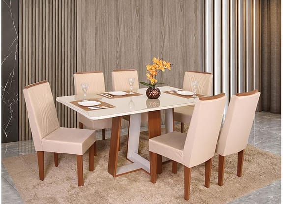 Mesa de Cozinha 6 Cadeiras Retangular Laís Móveis São Carlos