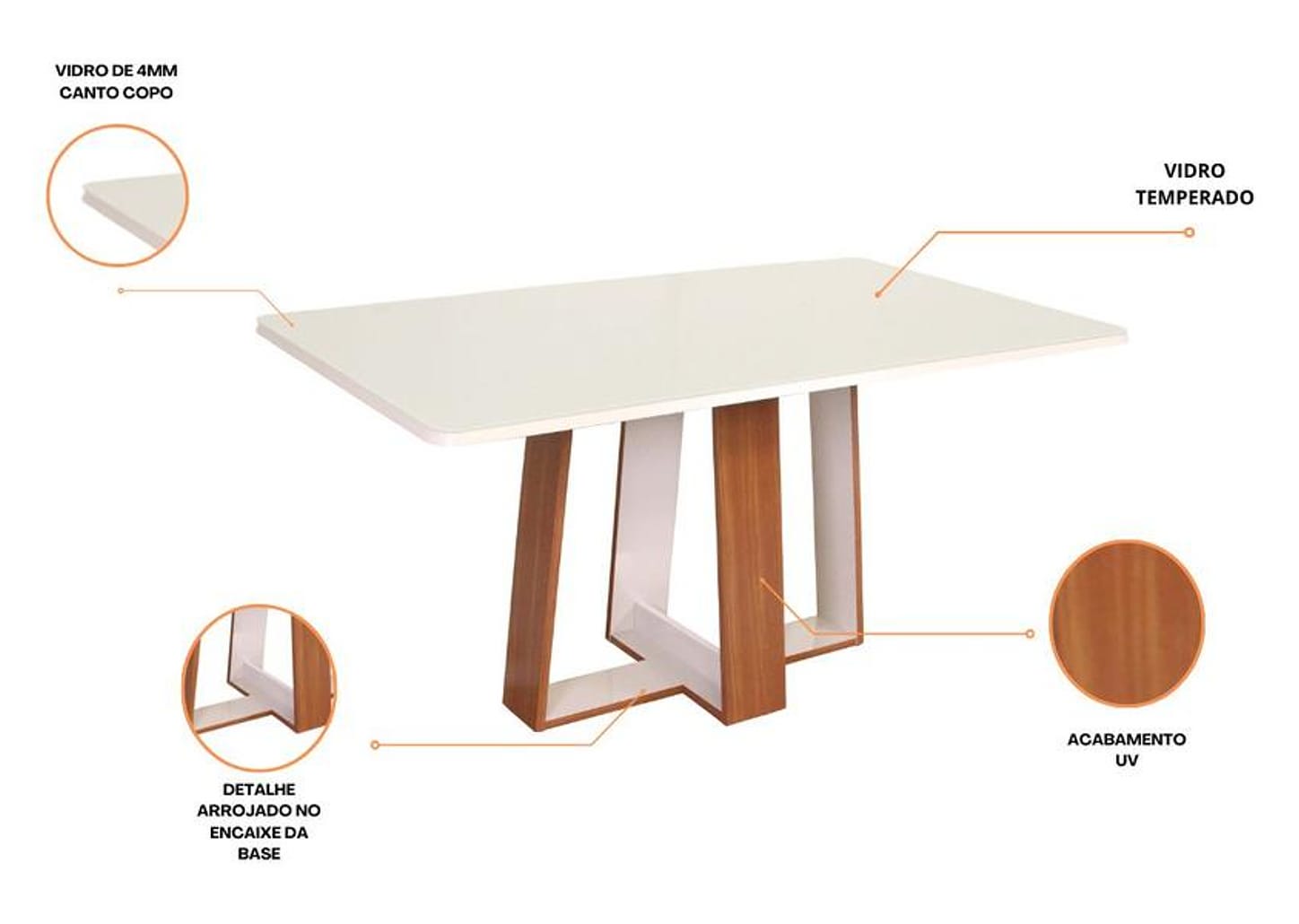 Mesa de Cozinha 6 Cadeiras Retangular Laís Móveis São Carlos