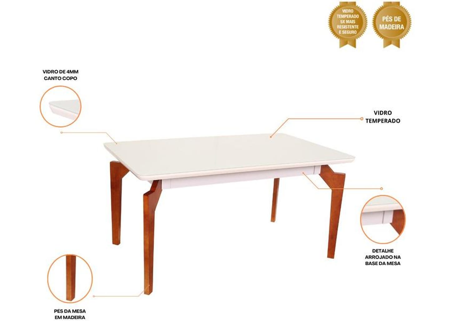 Mesa de Cozinha 6 Cadeiras Retangular Abeille Móveis São Carlos