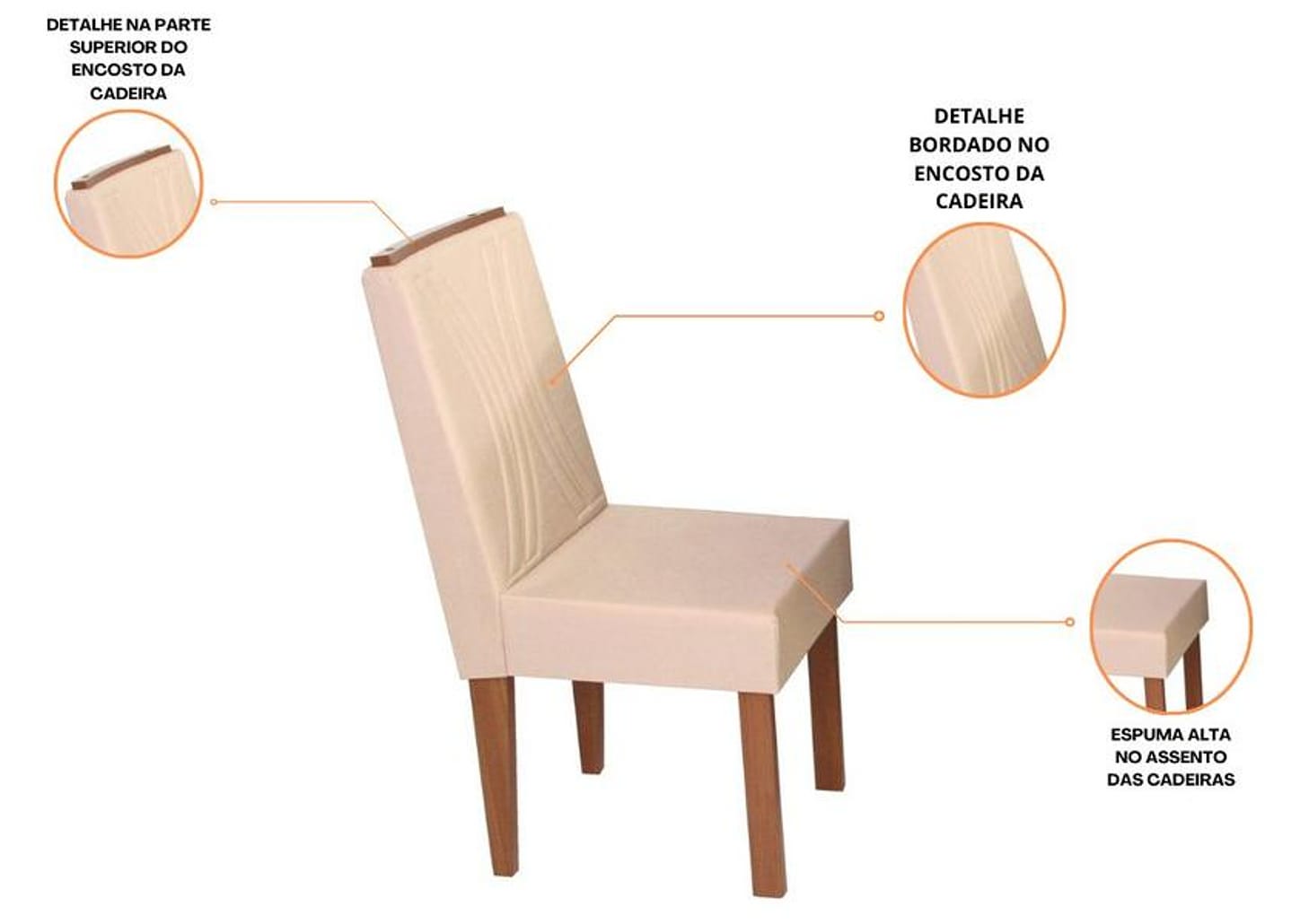 Mesa de Cozinha 6 Cadeiras Retangular Laís Móveis São Carlos