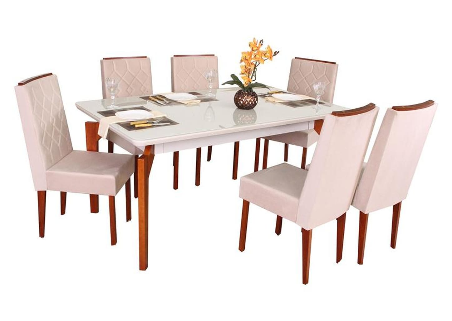 Mesa de Cozinha 6 Cadeiras Retangular Abeille Móveis São Carlos