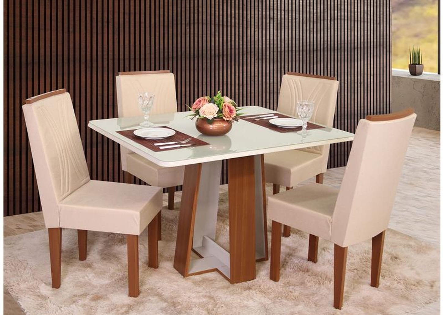 Mesa de Cozinha 4 Cadeiras Retangular Laís Móveis São Carlos