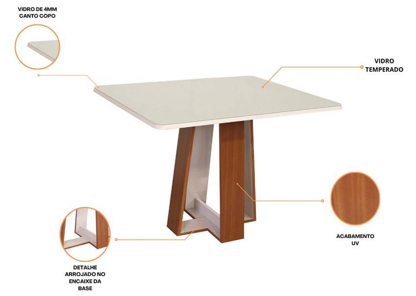 Mesa de Cozinha 4 Cadeiras Retangular Laís Móveis São Carlos