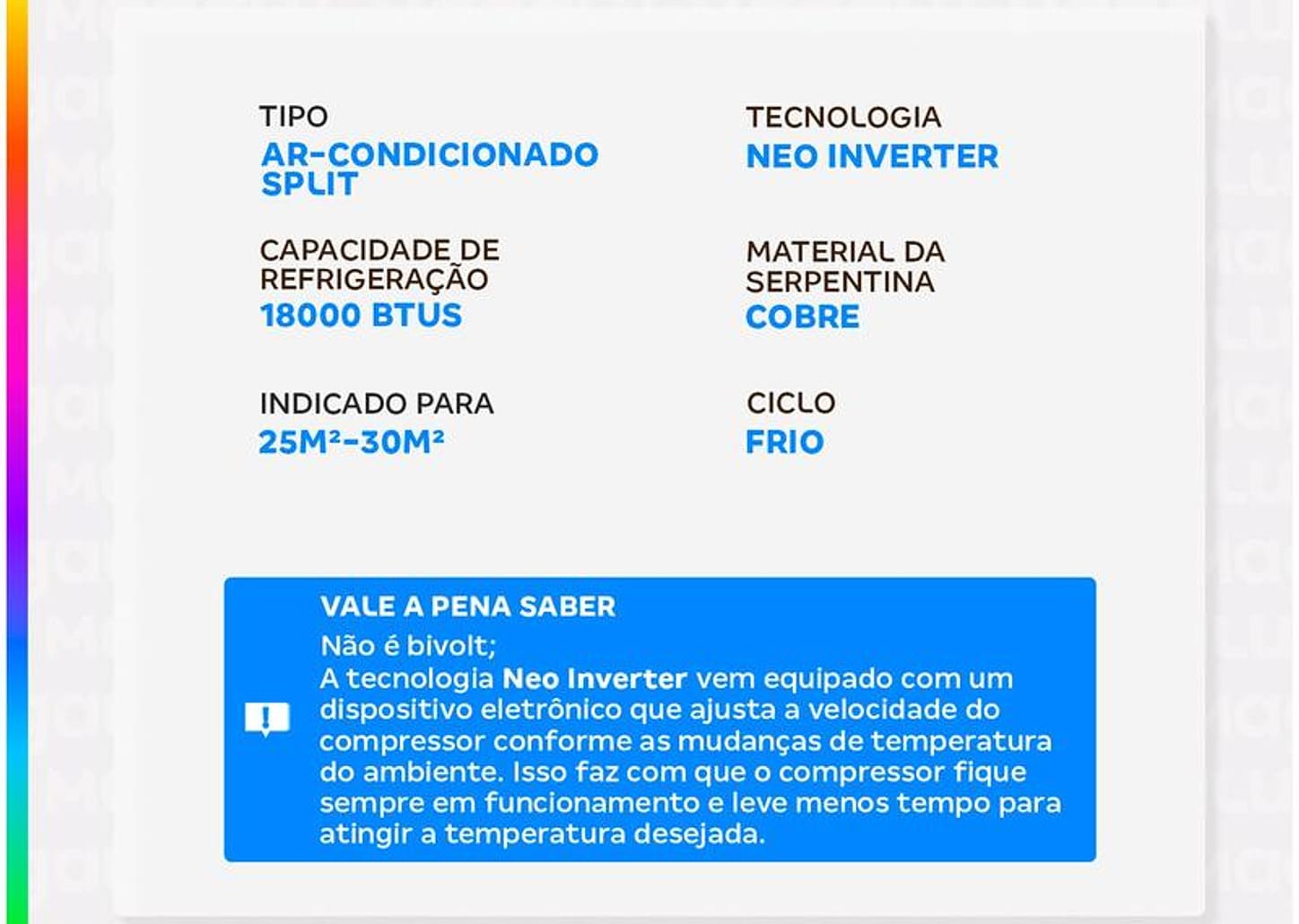 Ar-condicionado Split 18.000 BTUs Agratto Neo Inverter Frio ICS18F-02