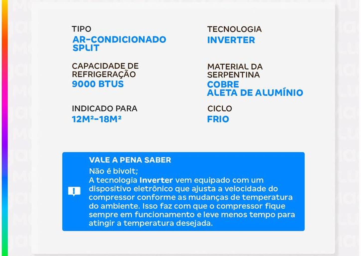 Ar-condicionado Split 9.000BTUs Gree Inverter Frio GWC09ATAXA-D6DNA1A