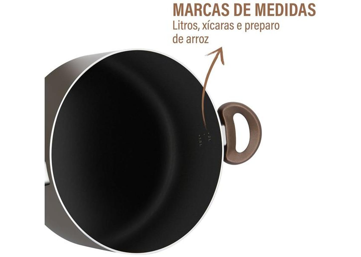 Jogo de Panelas Rochedo Antiaderente de Alumínio Chocolate 5 Peças Expert