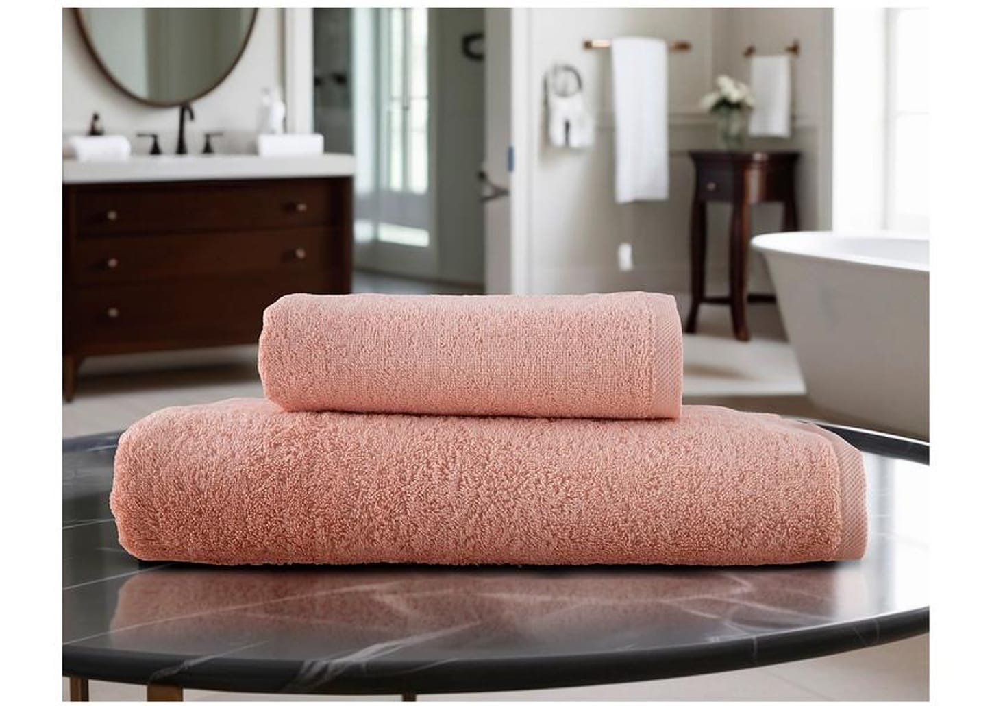 Jogo de Toalhas de Banho Dohler 100% Algodão Florença Salmão 2 Peças