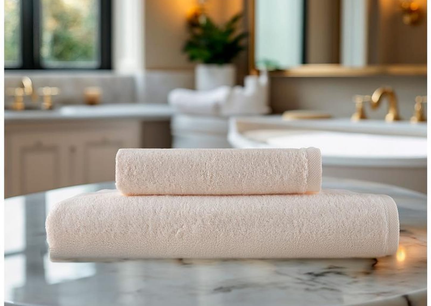 Jogo de Toalhas de Banho Dohler 100% Algodão Florença Creme 2 Peças