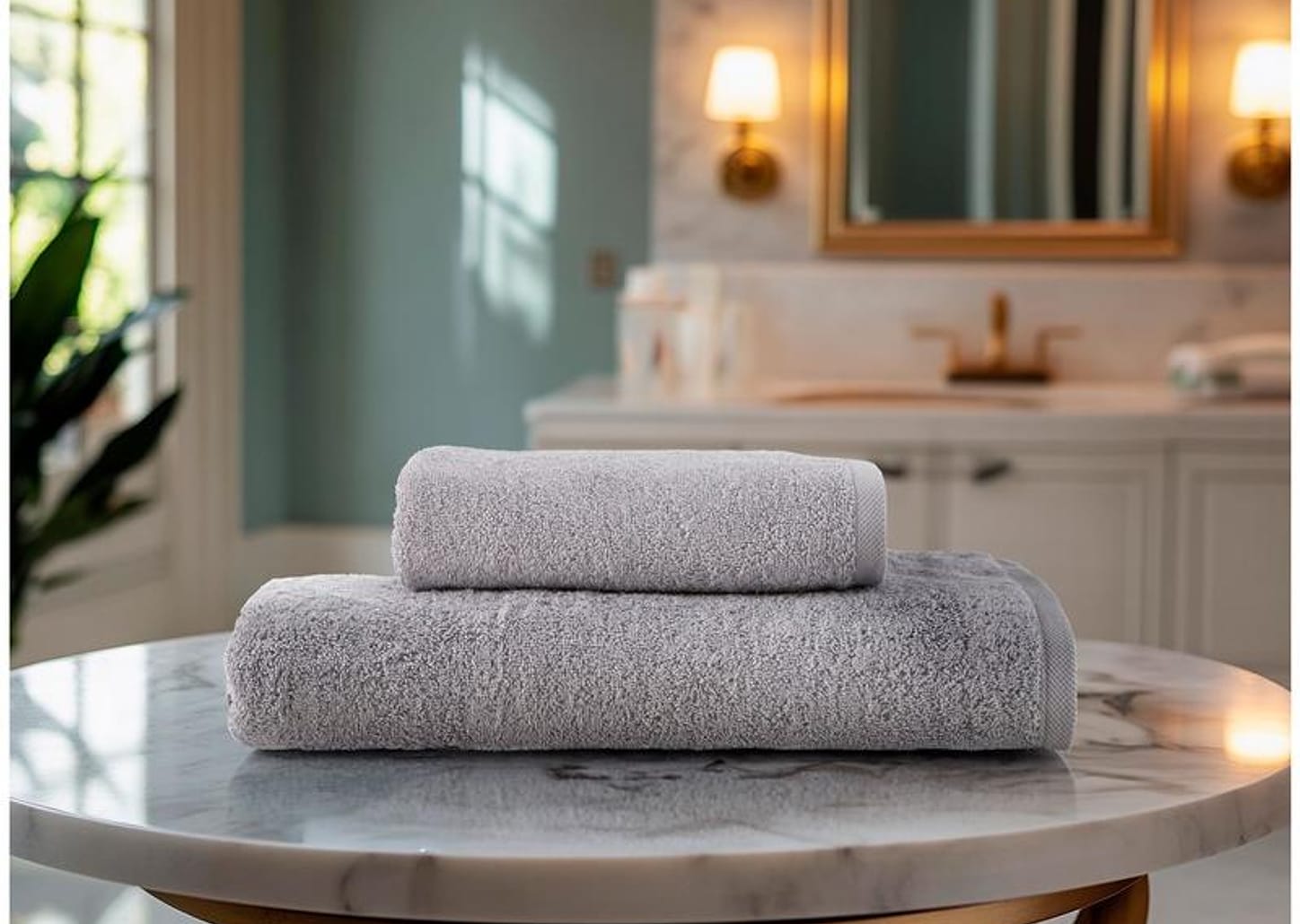 Jogo de Toalhas de Banho Dohler 100% Algodão Florença Cinza 2 Peças