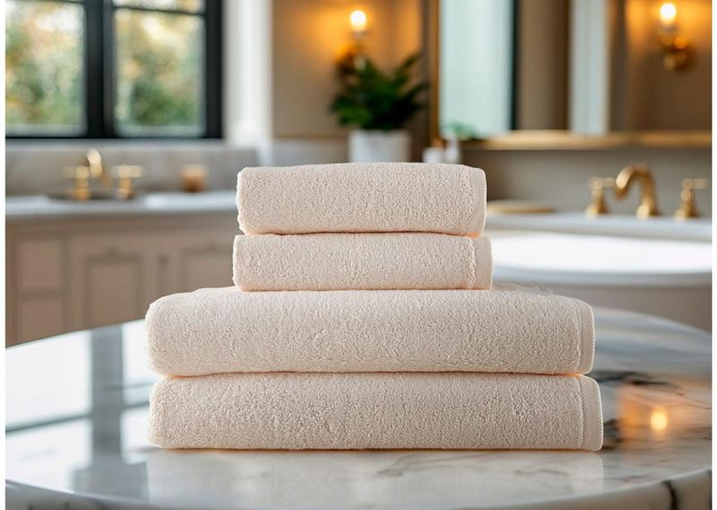 Jogo de Toalhas de Banho e Rosto Dohler 100% Algodão Florença Creme 4 Peças