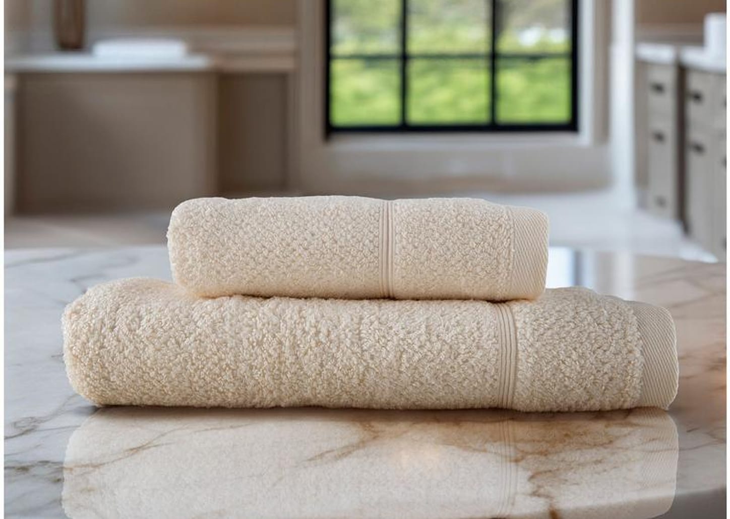 Jogo de Toalhas de Banho Dohler 100% Algodão Kairo Creme 2 Peças