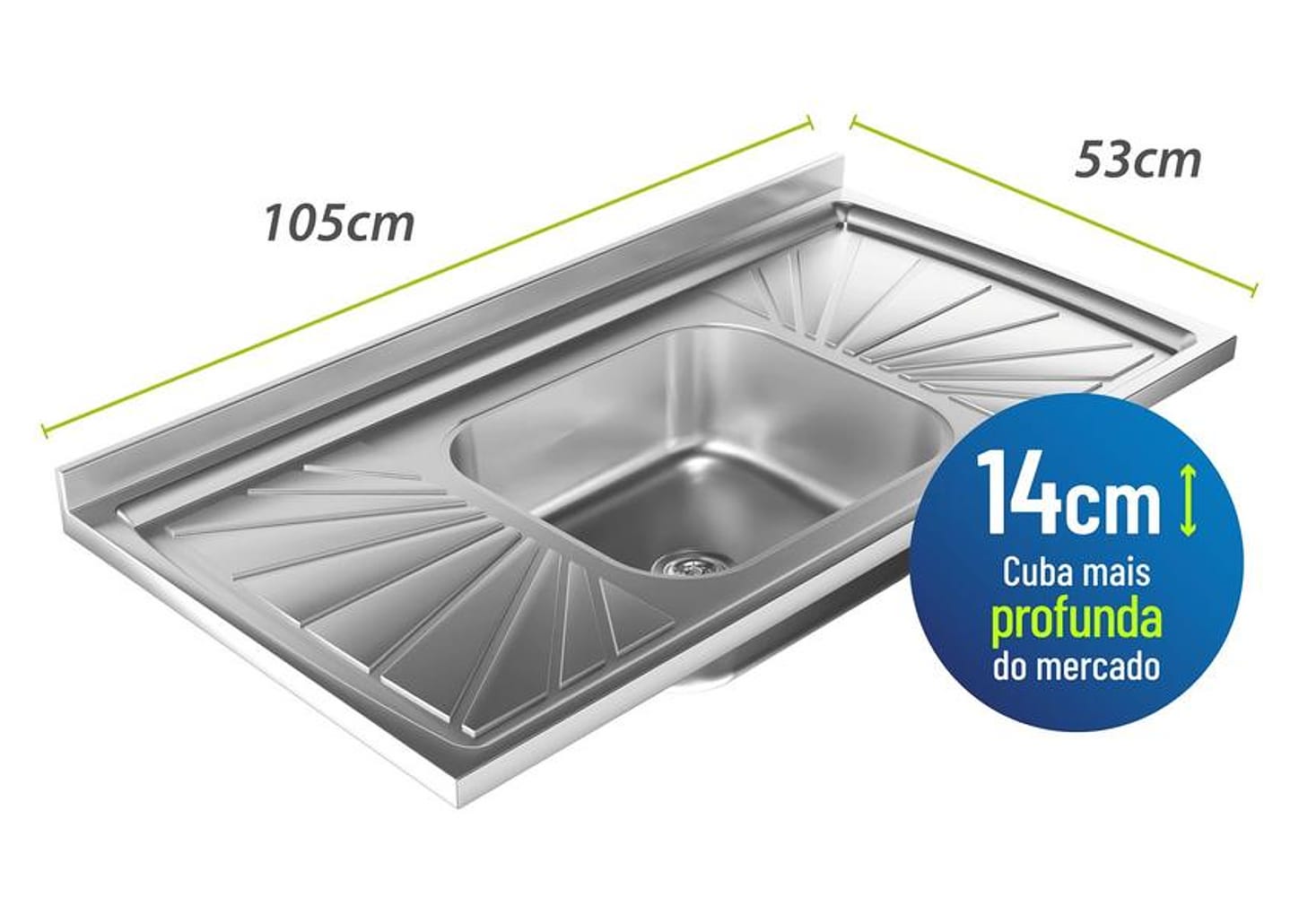 Pia de Cozinha Inox GNX 105x14x53cm PIA10001