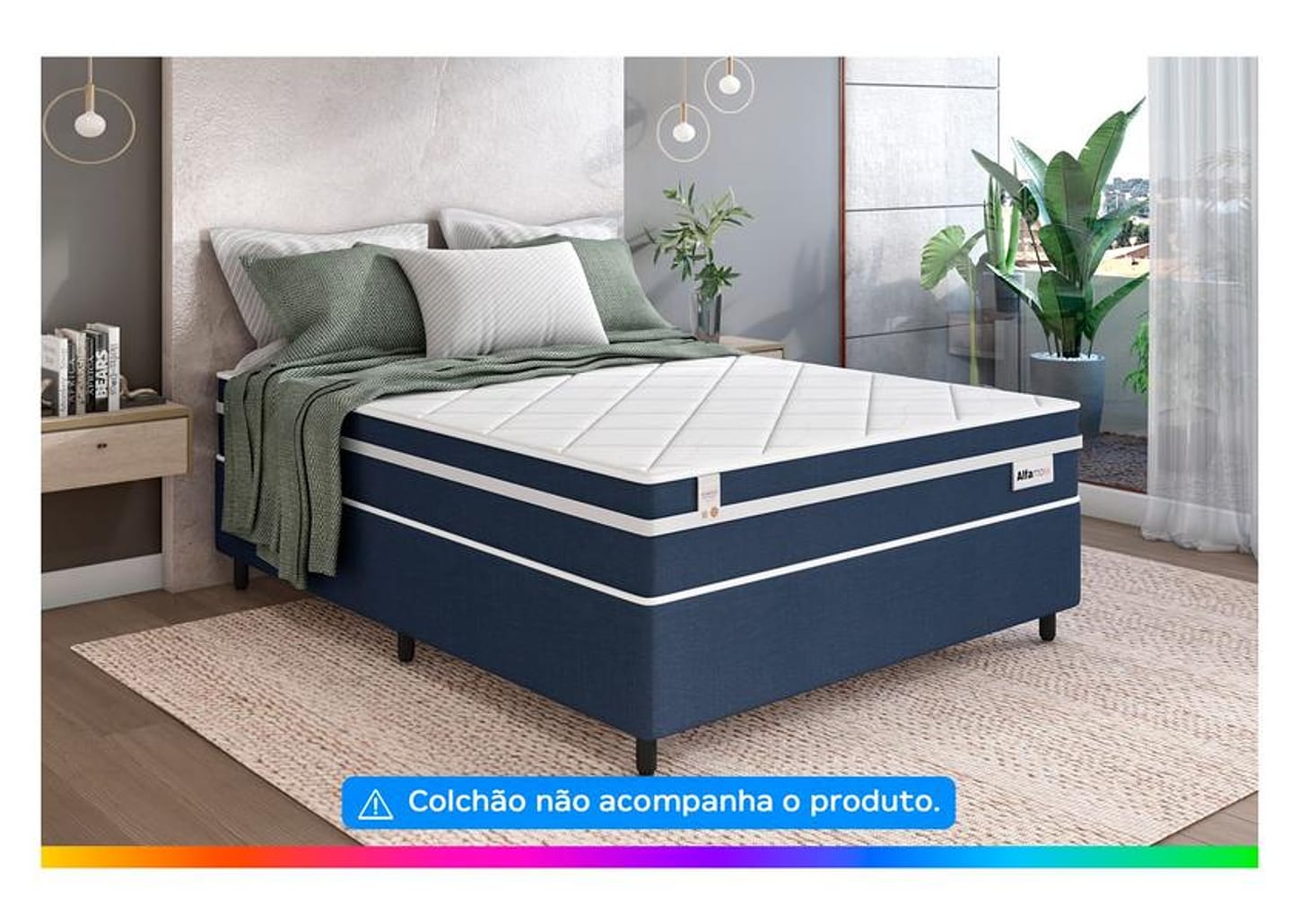 Base Cama Box Casal Plumatex Colchões 37x138x188cm Alfa Maxx
