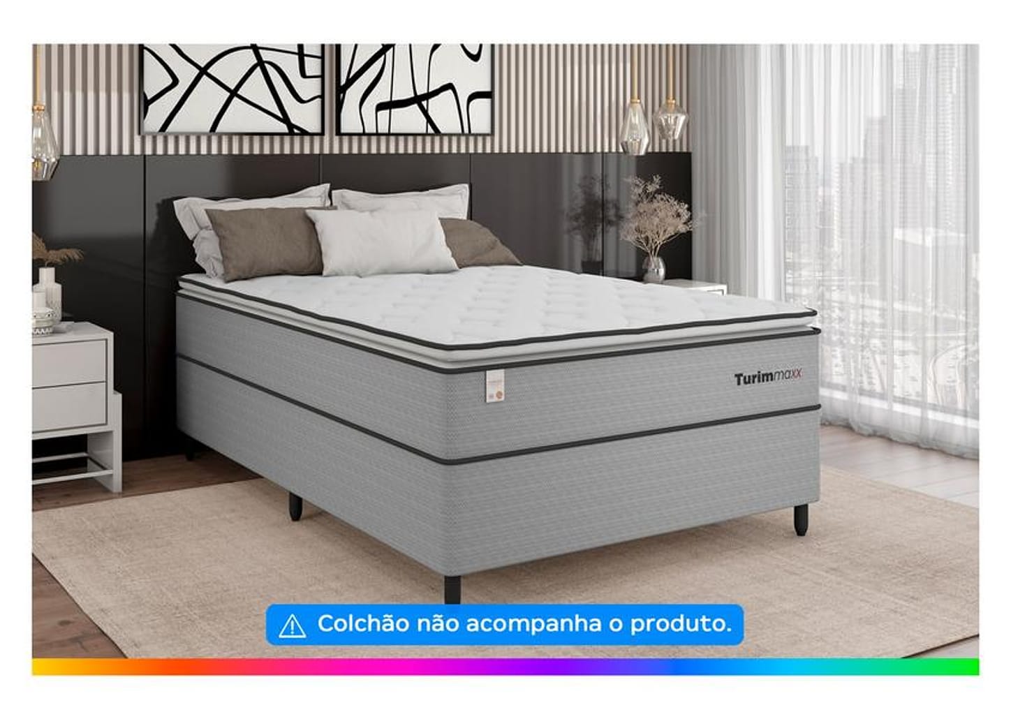 Base Cama Box Casal Plumatex Colchões 37x138x188cm Turim Maxx
