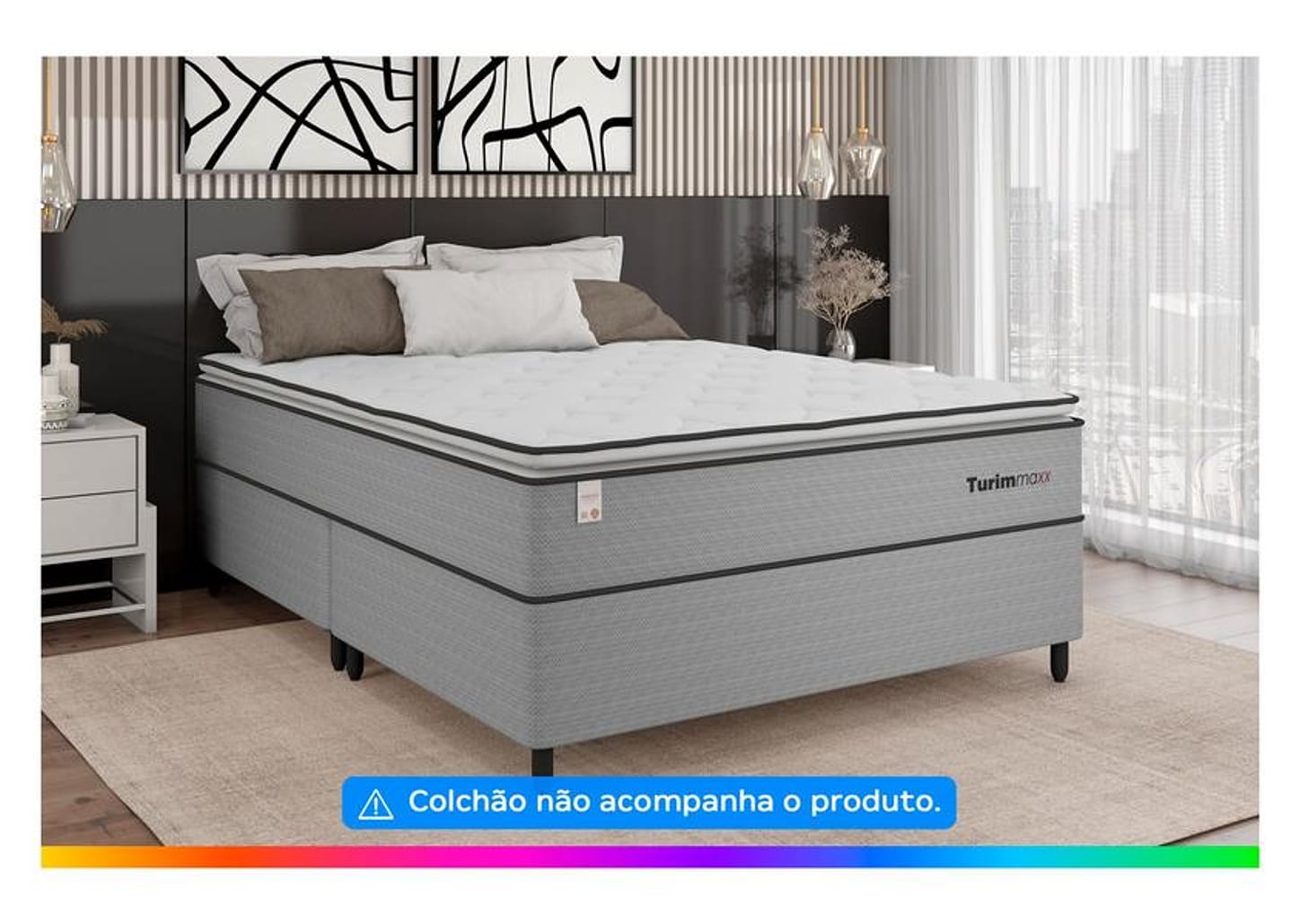 Base Cama Box Queen Plumatex Colchões 37x158x198cm Turim Maxx