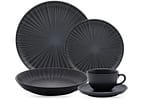 Aparelho de Jantar Chá 20 Peças Oxford Redondo Cerâmica Preta Onix
