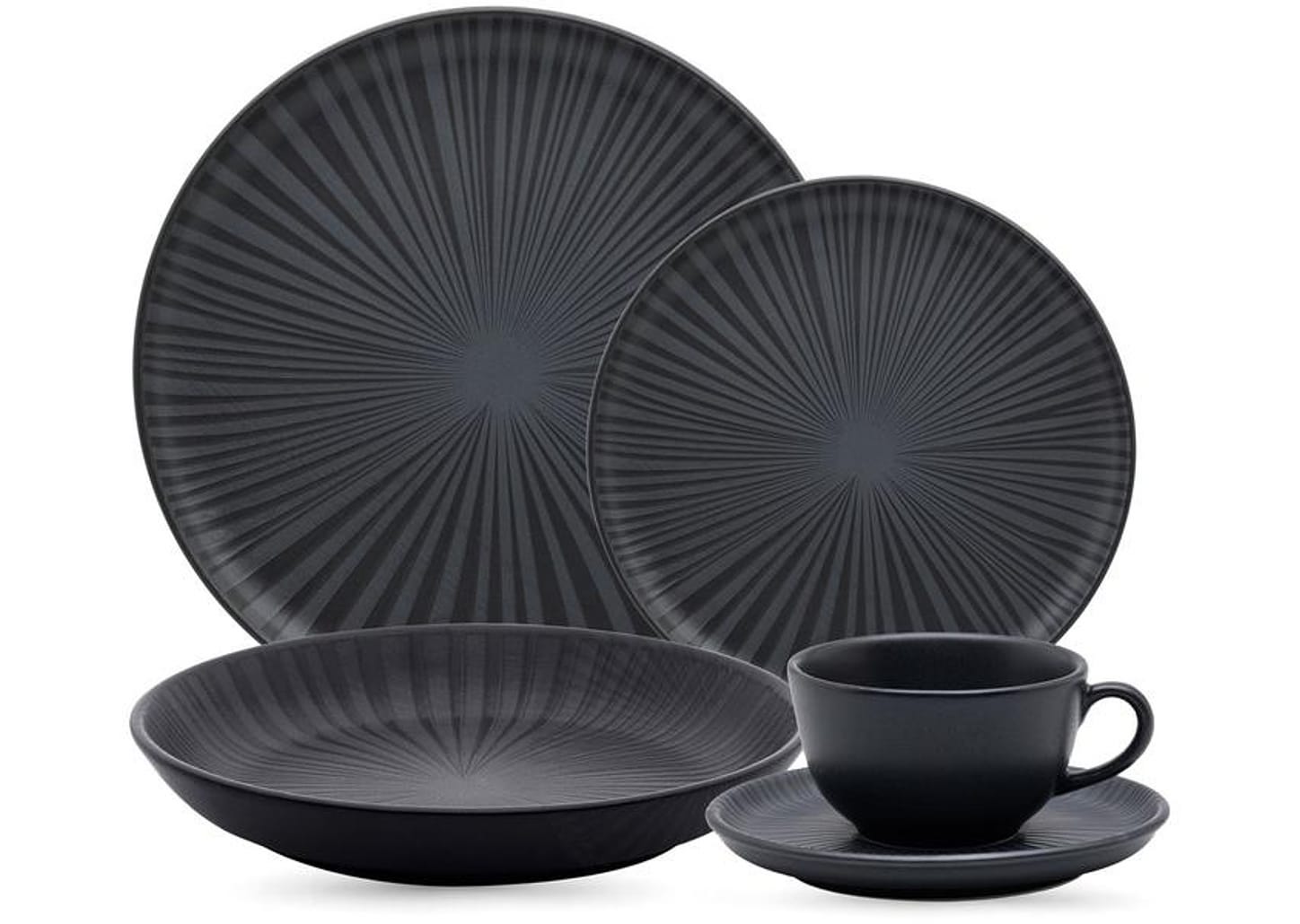 Aparelho de Jantar Chá 20 Peças Oxford Redondo Cerâmica Preta Onix