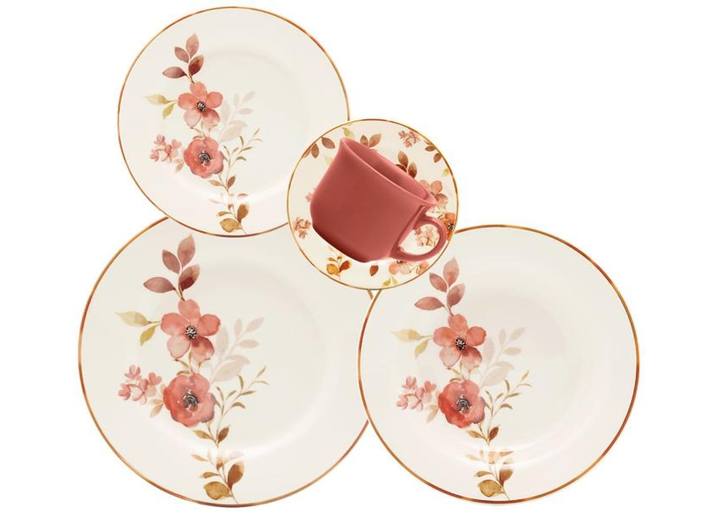 Aparelho de Jantar Chá 20 Peças Oxford Redondo Cerâmica Biona