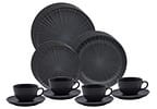 Aparelho de Jantar Chá 20 Peças Oxford Redondo Cerâmica Preta Onix