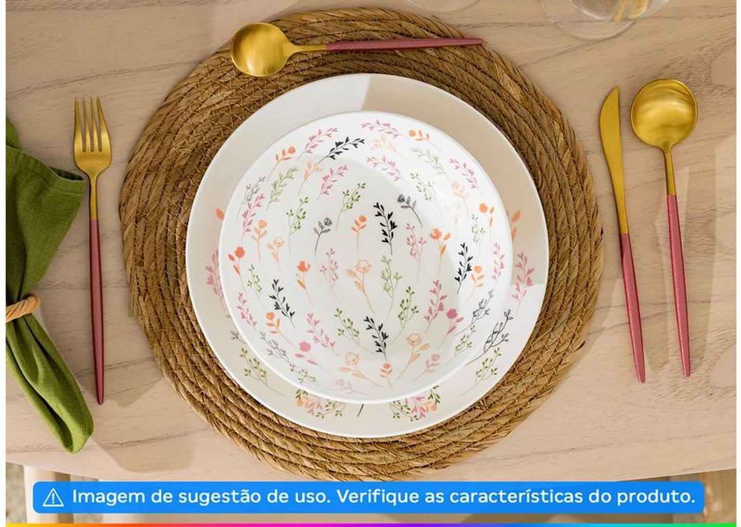 Aparelho de Jantar Chá 20 Peças Oxford Redondo Cerâmica Jardim Secreto