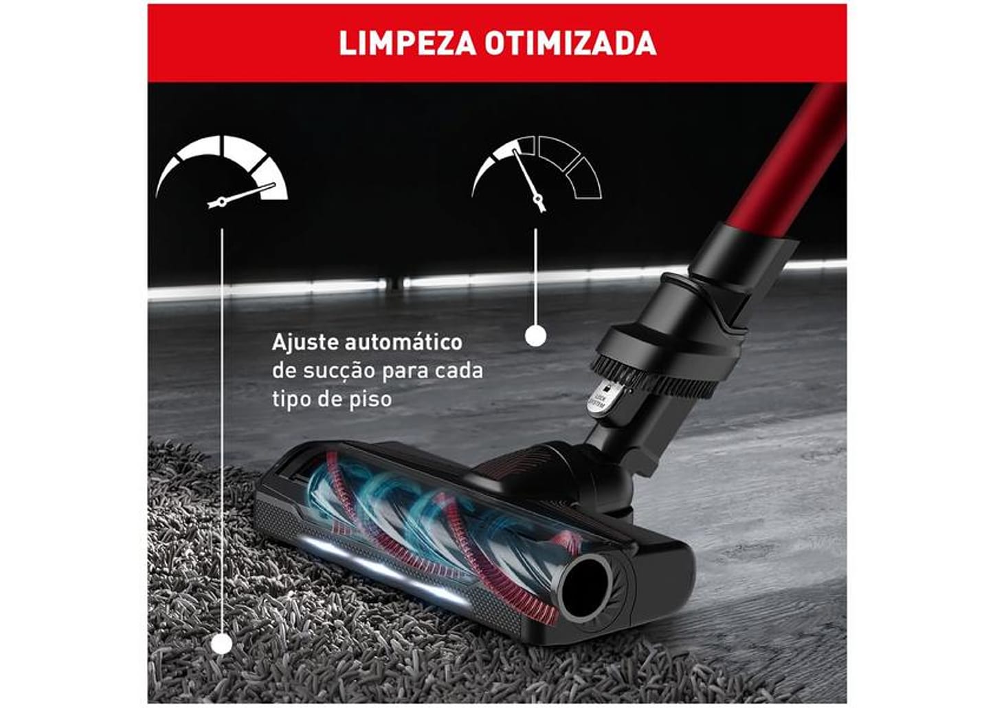 Aspirador de Pó Vertical e Portátil Arno sem Fio a Bateria 250W X-Force Flex 9.60 RH20 Vermelho