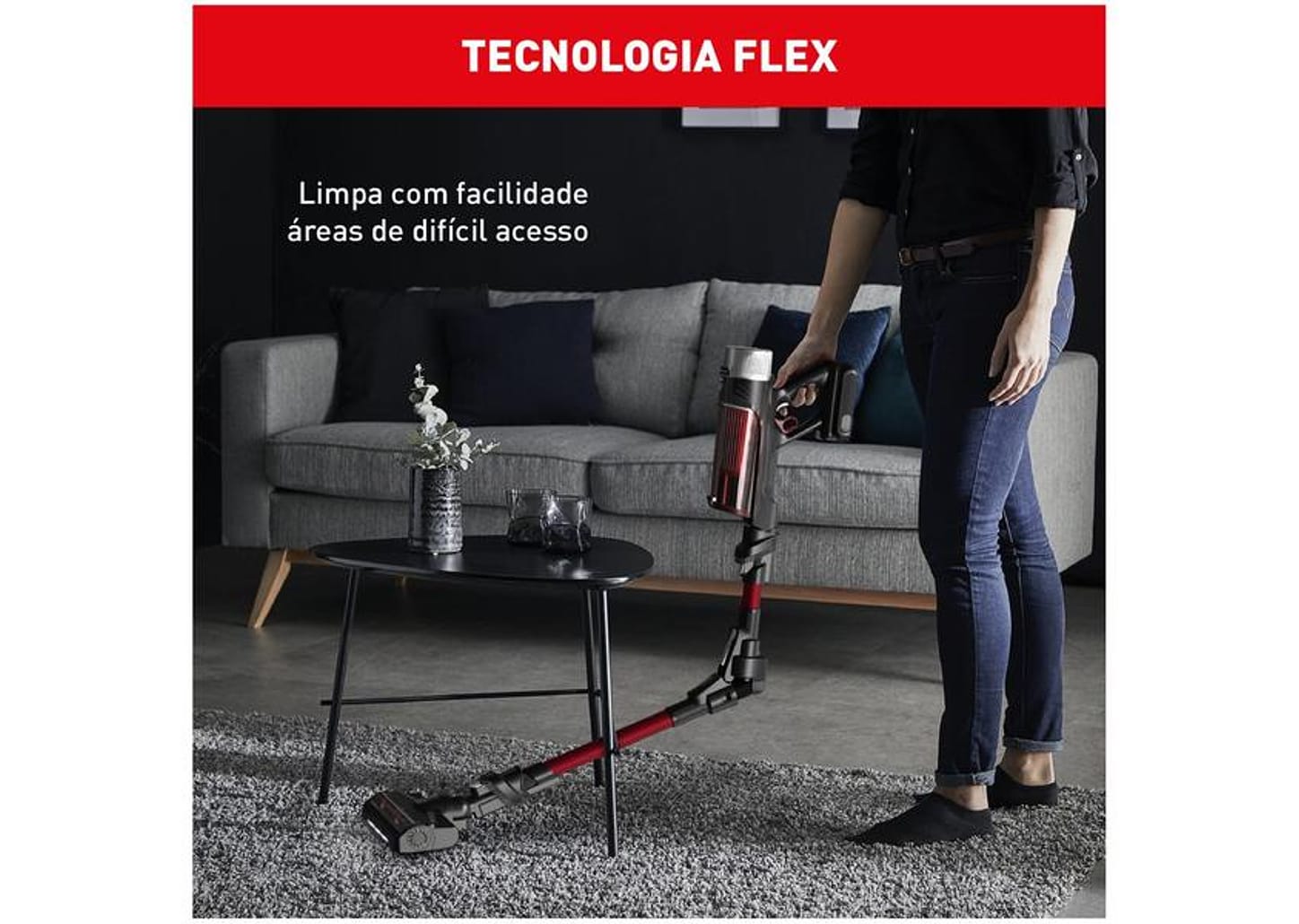 Aspirador de Pó Vertical e Portátil Arno sem Fio a Bateria 250W X-Force Flex 9.60 RH20 Vermelho