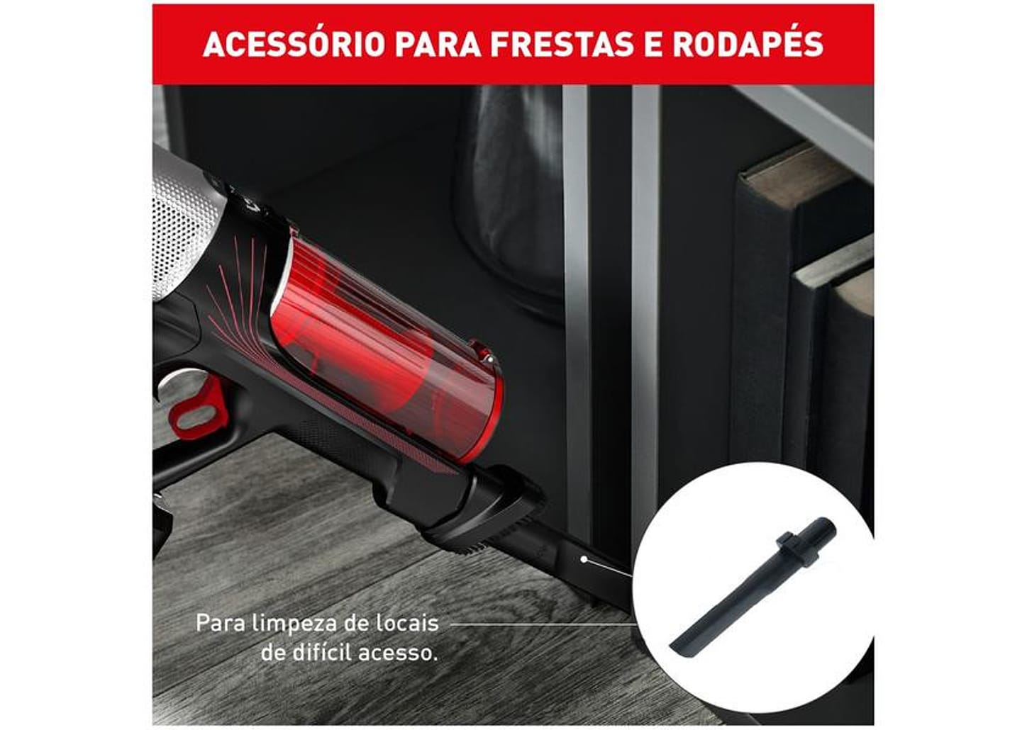 Aspirador de Pó Vertical e Portátil Arno sem Fio a Bateria 250W X-Force Flex 9.60 RH20 Vermelho