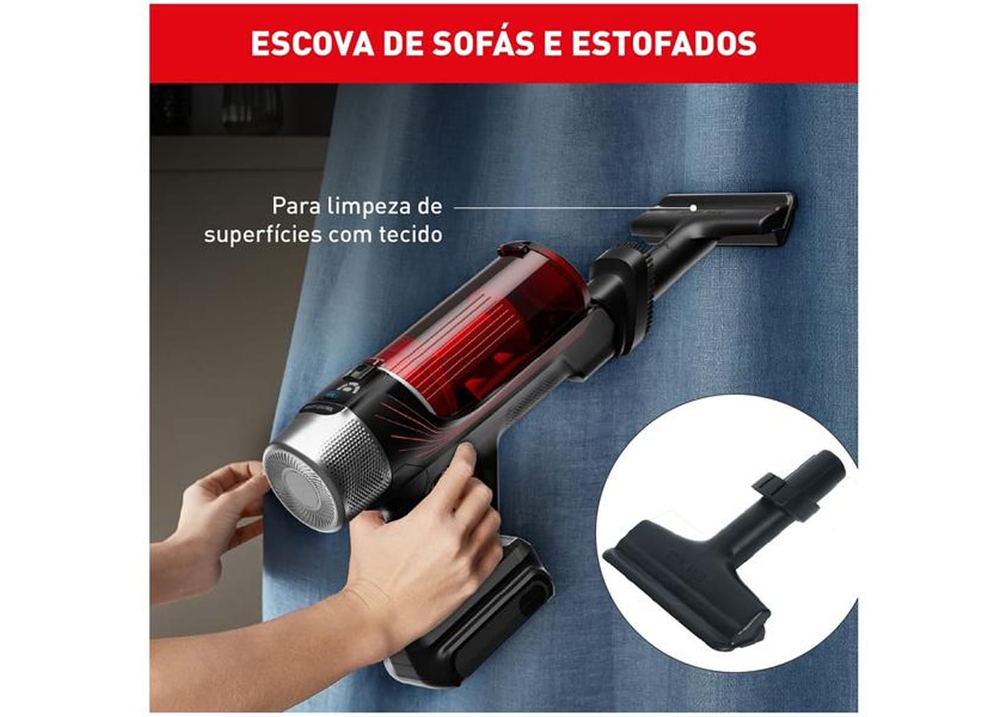 Aspirador de Pó Vertical e Portátil Arno sem Fio a Bateria 250W X-Force Flex 9.60 RH20 Vermelho