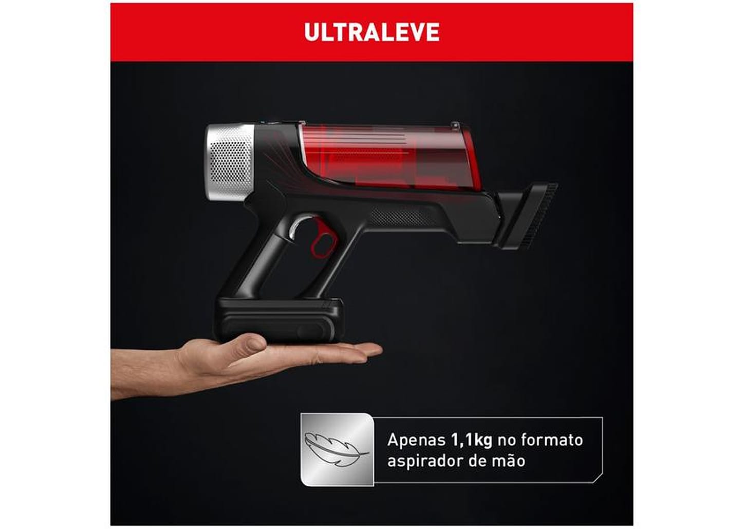 Aspirador de Pó Vertical e Portátil Arno sem Fio a Bateria 250W X-Force Flex 9.60 RH20 Vermelho