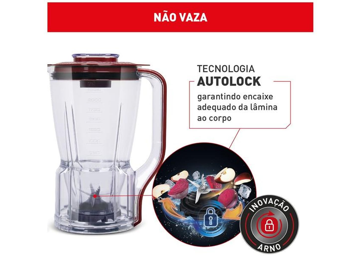 Liquidificador Arno Powermax XXL LN86 1200W Carmim