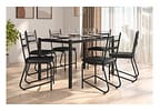 Mesa de Jantar 6 Cadeiras Retangular Preto Fosco Tampo de Vidro Artefamol Valência