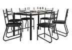 Mesa de Jantar 6 Cadeiras Retangular Preto Fosco Tampo de Vidro Artefamol Valência