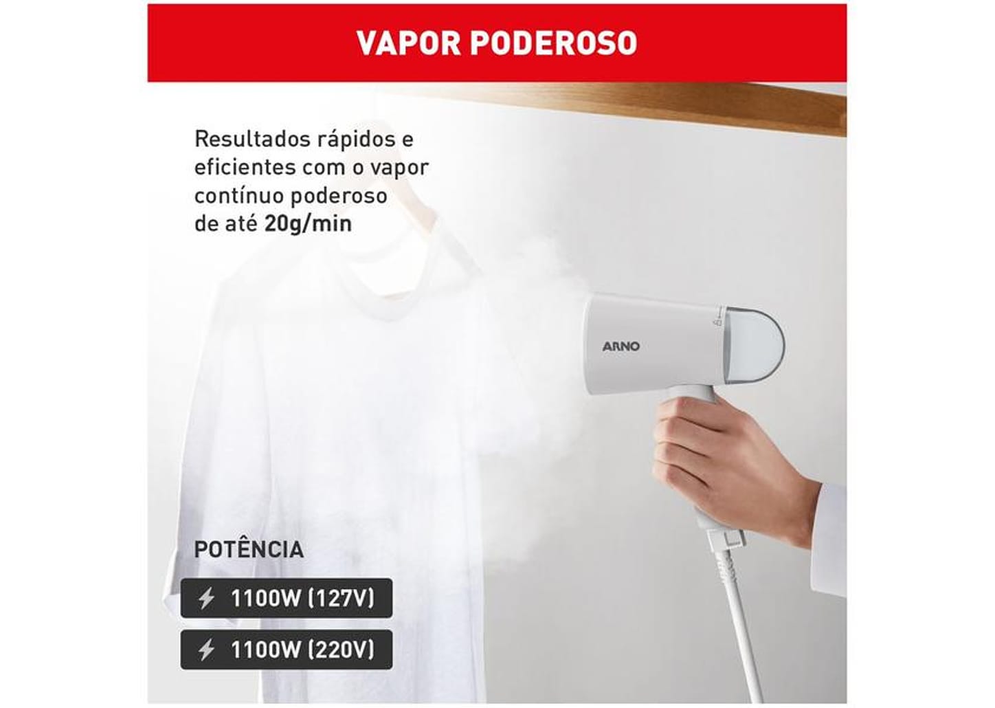 Vaporizador de Roupas Arno Steam Travel HS11 Portátil 70ml 1100W com Acessórios