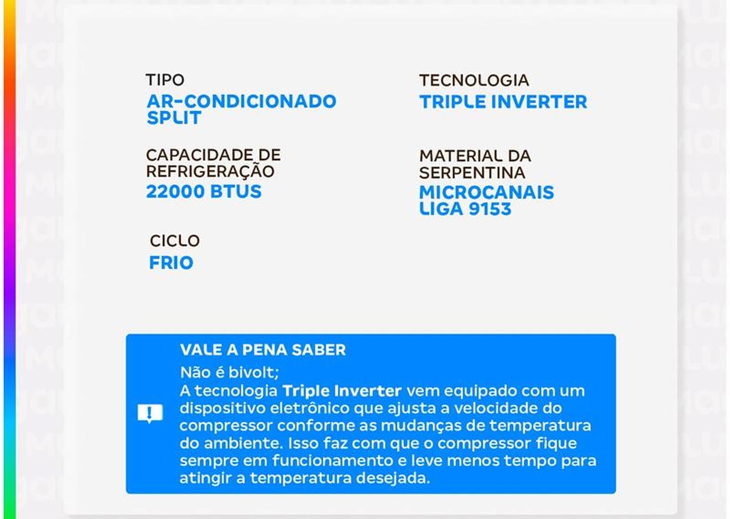 Ar-condicionado Split 22.000 BTUs Consul Triple Inverter Frio CBL22CB