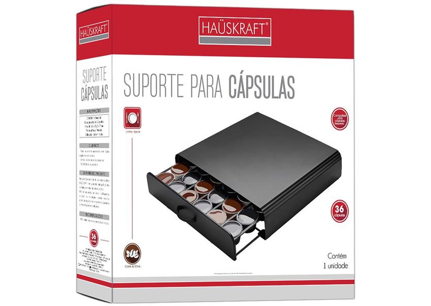 Gaveta Porta-Cápsulas Nespresso de Bambu Haüskraft SCAP-005 36 Cápsulas