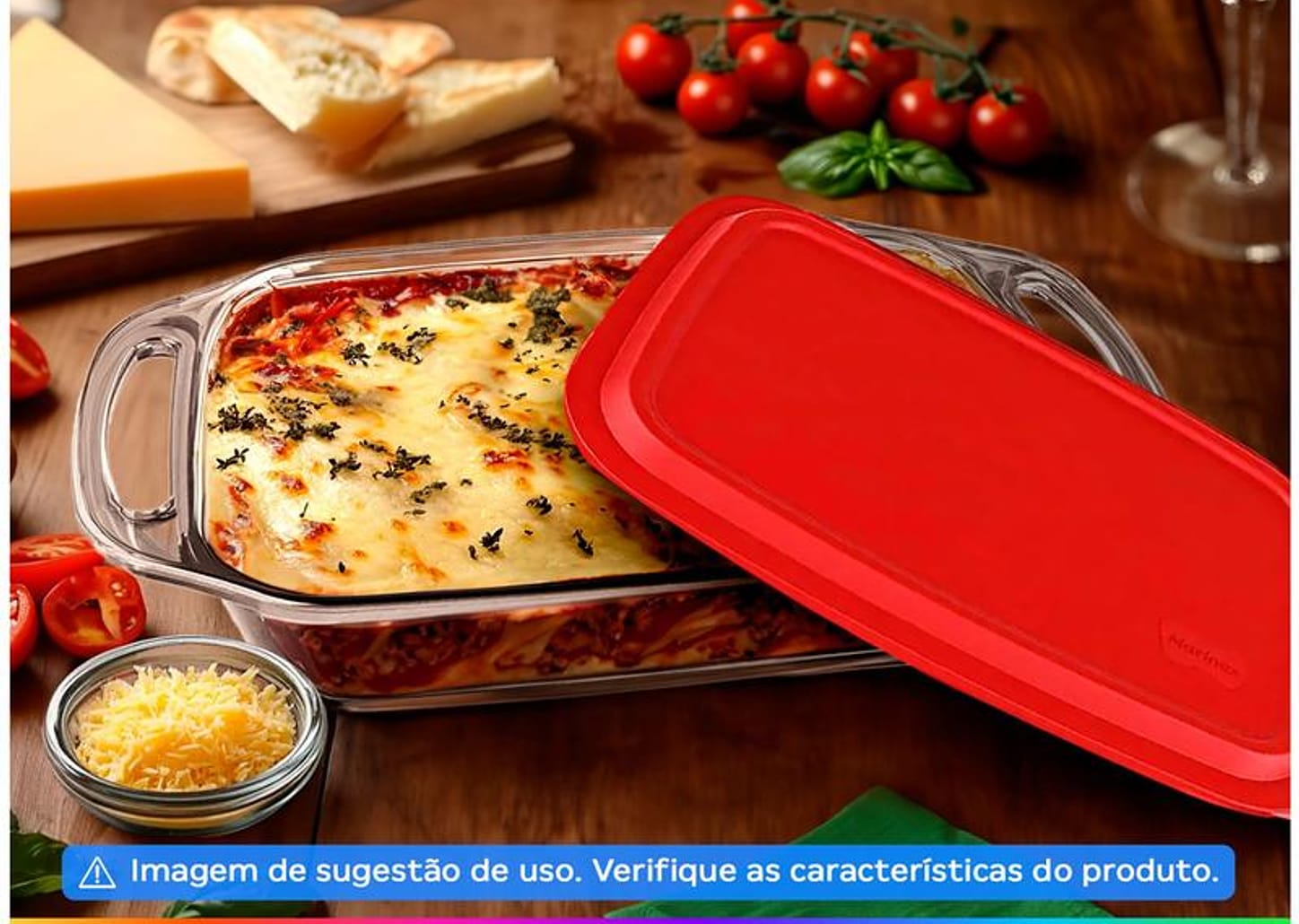 Assadeira de Vidro Retangular com Alças Marinex Seletta